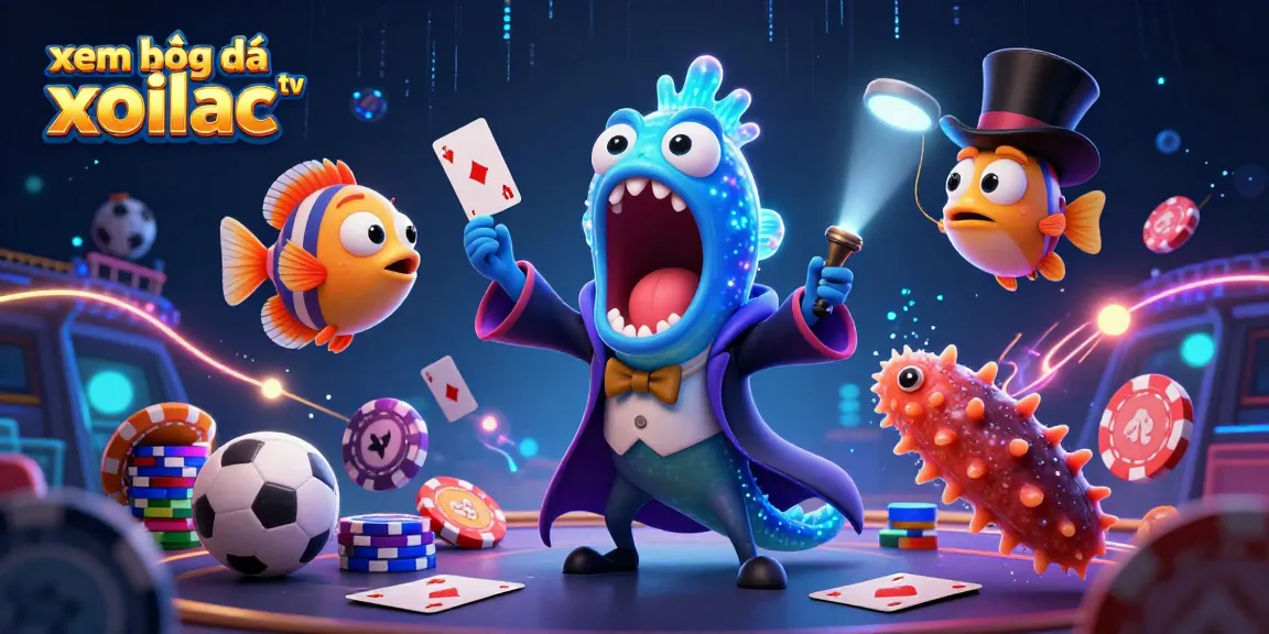 xem bóng đá xoilac tv showcases a dynamic scene of colorful sports betting and casino elements.
