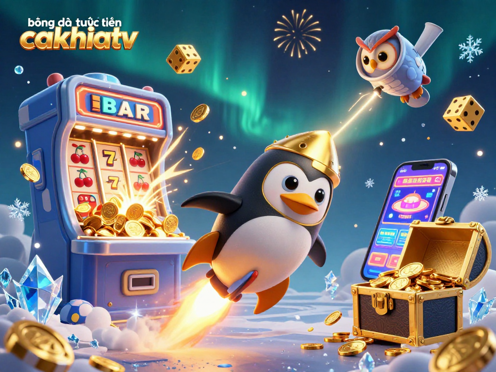 Experience bóng đá trực tuyến cakhiatv with this vibrant 3D casino illustration, featuring dynamic gaming actions.