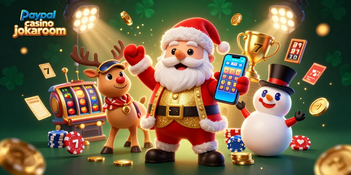 Experience thrilling jackpots at paypal casino jokaroom with Santa, reindeer, and snowman in a festive scene.