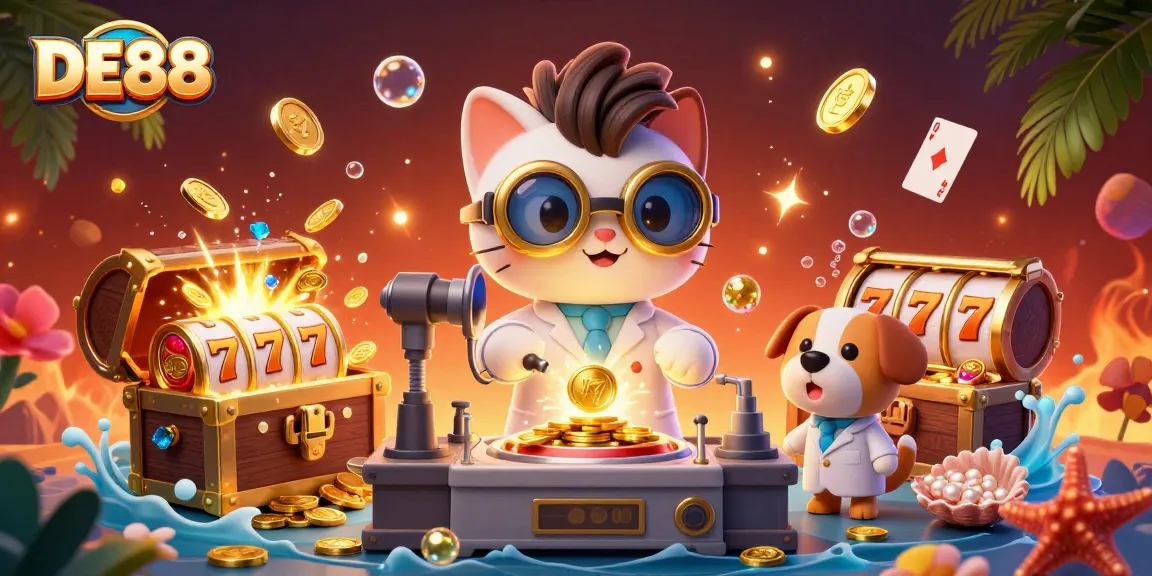 Join the fun of gaming at DE88 with cartoon characters creating winning moments in a vibrant, animated scene.