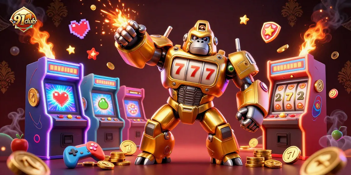 Win big with exciting casino games at 91club, featuring vibrant 3D characters and slot machines.