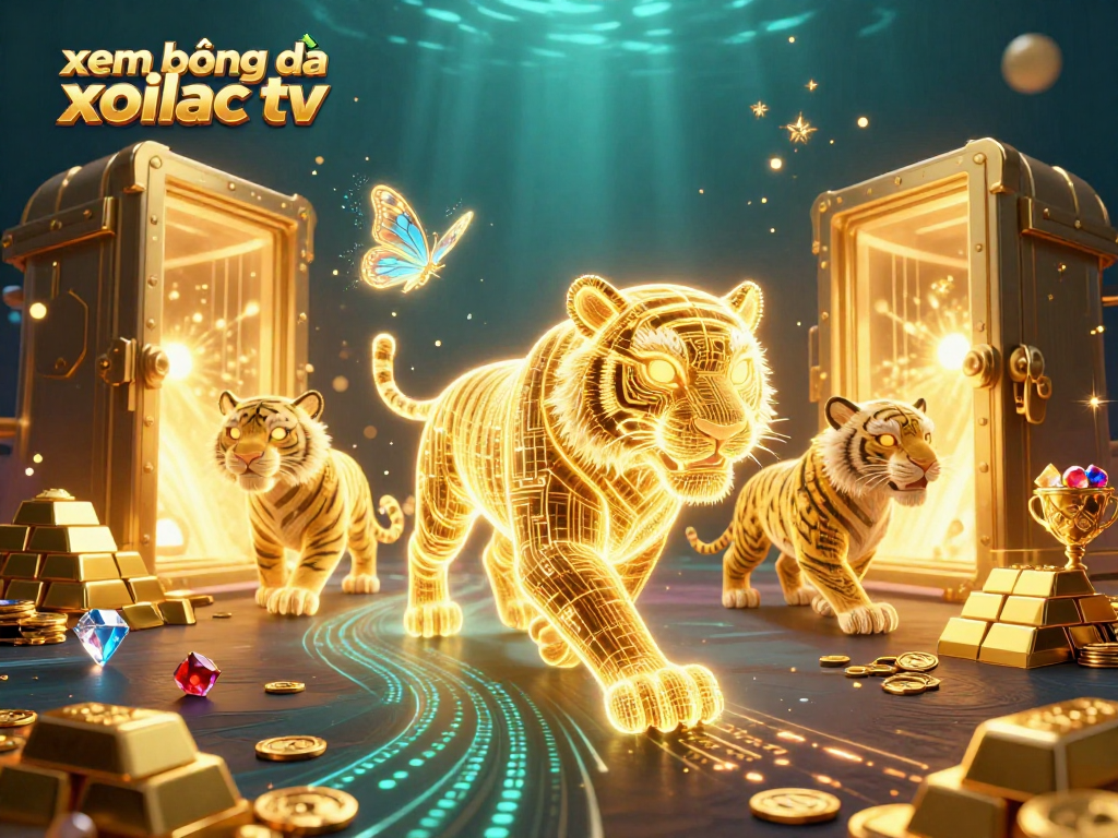 Bet on xem bóng đá xoilac tv and immerse in a vibrant 3D casino world, featuring a glowing tiger.